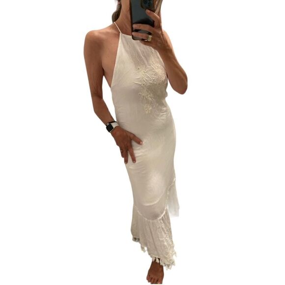 Raga Embroidered Mirrors Halter Boho Dress in Eggshells.Size M - Picture 4 of 17
